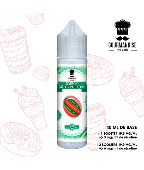 Base à Booster Bonbon MELON PASTEQUE 50/50 60ML rempli en 40ML