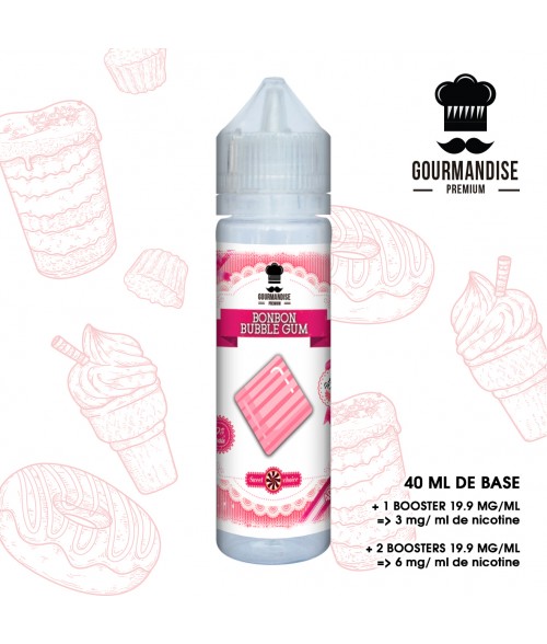 Base à Booster Bonbon BUBBLE GUM 50/50 60ML rempli en 40ML